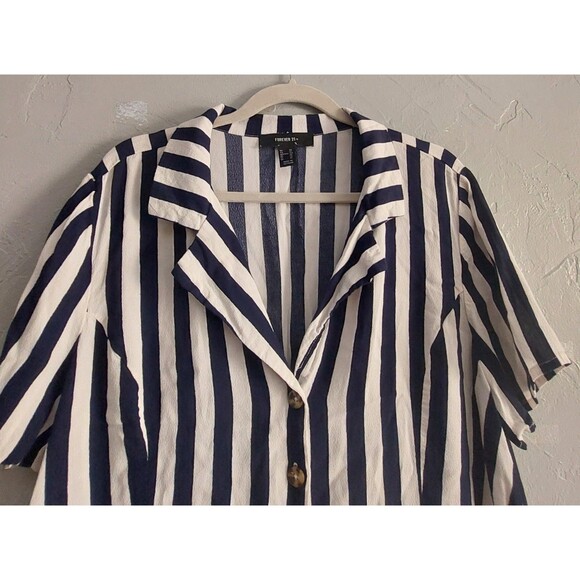 Forever 21 Women’s Button-Front Striped Rayon Blouse – Size 2X (Runs Small) - Picture 7 of 8